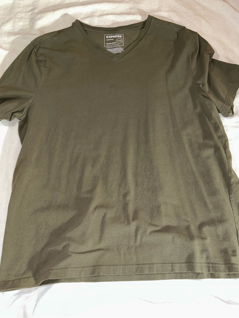 Express Men’s V-Neck Tee in Olive Green